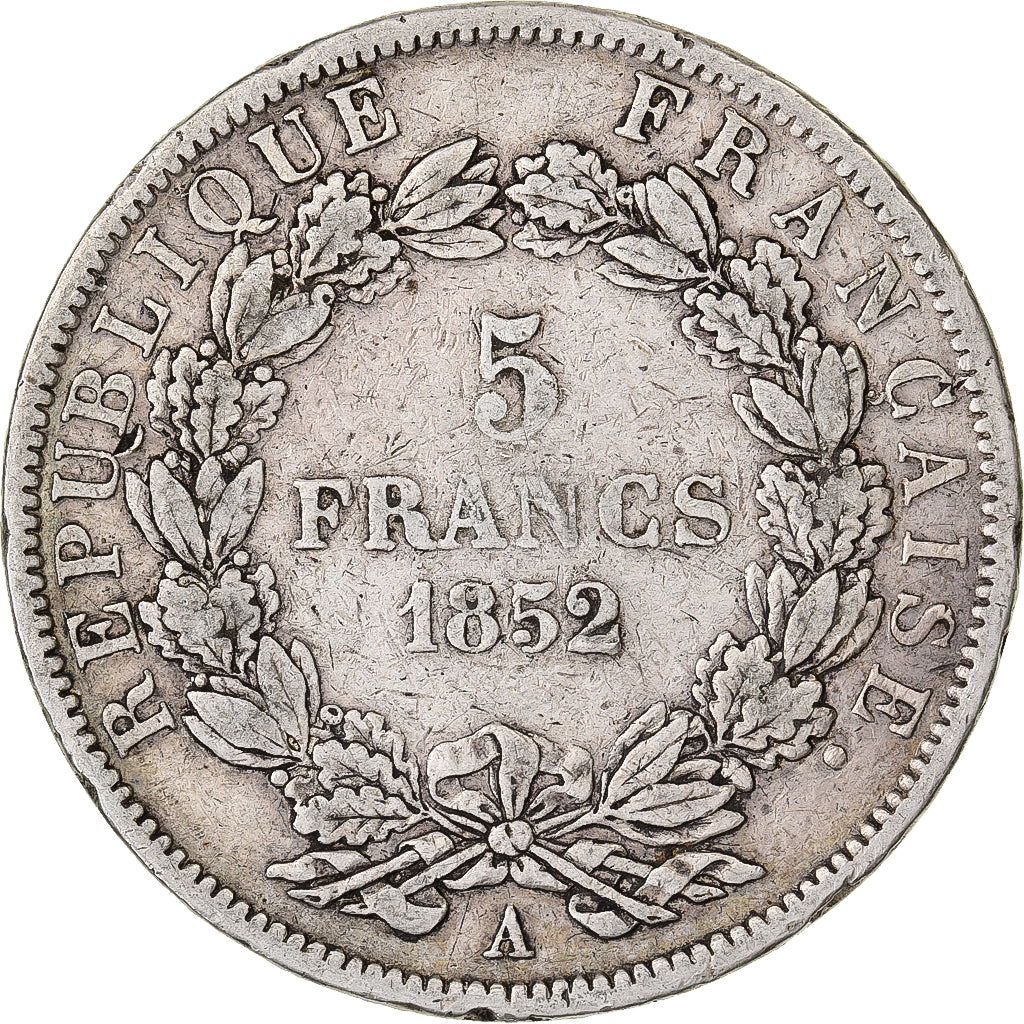 France, 5 Francs, Louis Napoléon Bonaparte, 1852, Paris, Argent, TB