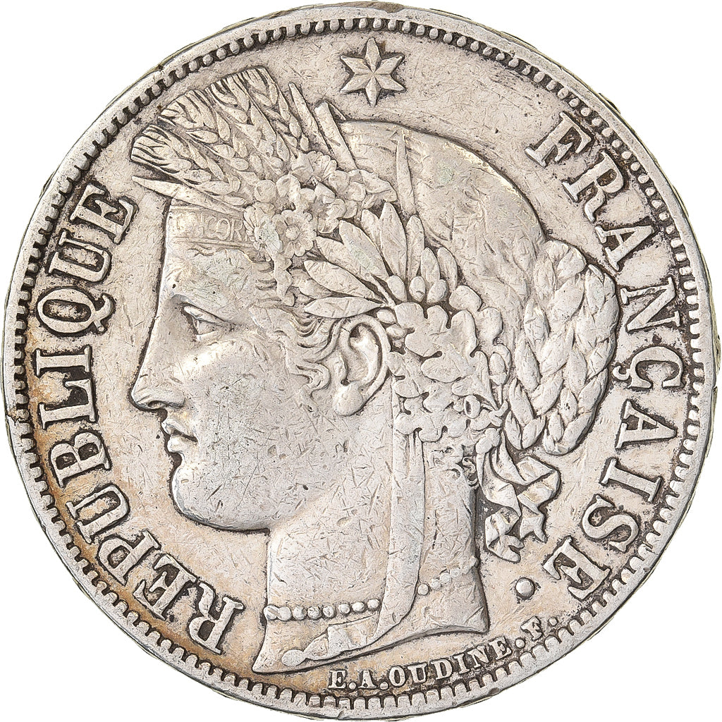 France, 5 Francs, Cérès, 1870, Paris, Silver, EF(40-45), Gadoury:743, KM:819