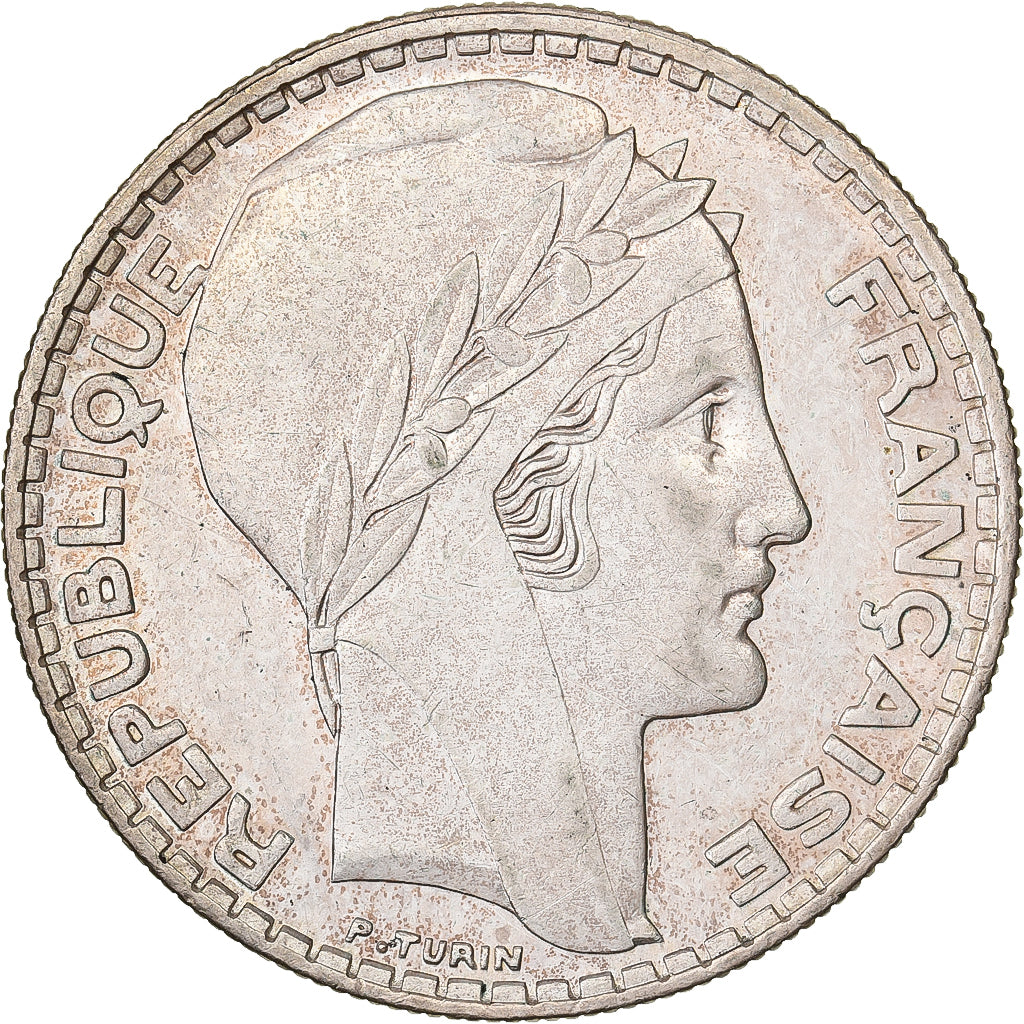 France, 20 Francs, Turin, 1937, Paris, Silver, AU(55-58), Gadoury:852, KM:879