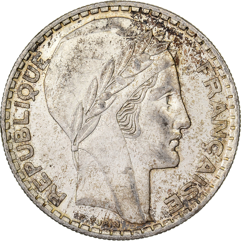 France, 20 Francs, Turin, 1937, Paris, Silver, AU(55-58), Gadoury:852, KM:879