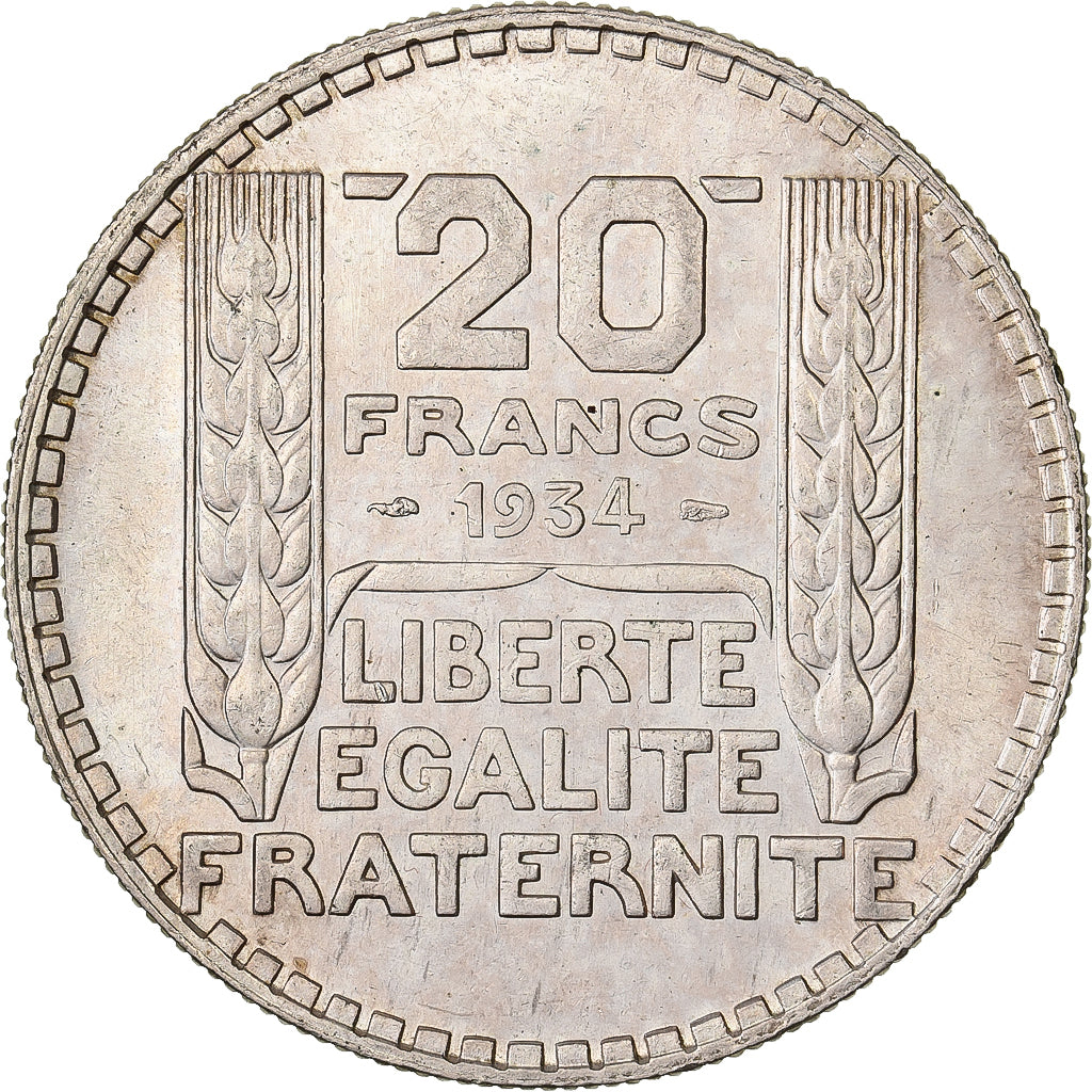 Francia, 20 Francs, Turin, 1934, Paris, Argento, SPL, Gadoury:852, KM:879