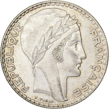 France, 20 Francs, Turin, 1938, Paris, Silver, MS(63), Gadoury:852, KM:879