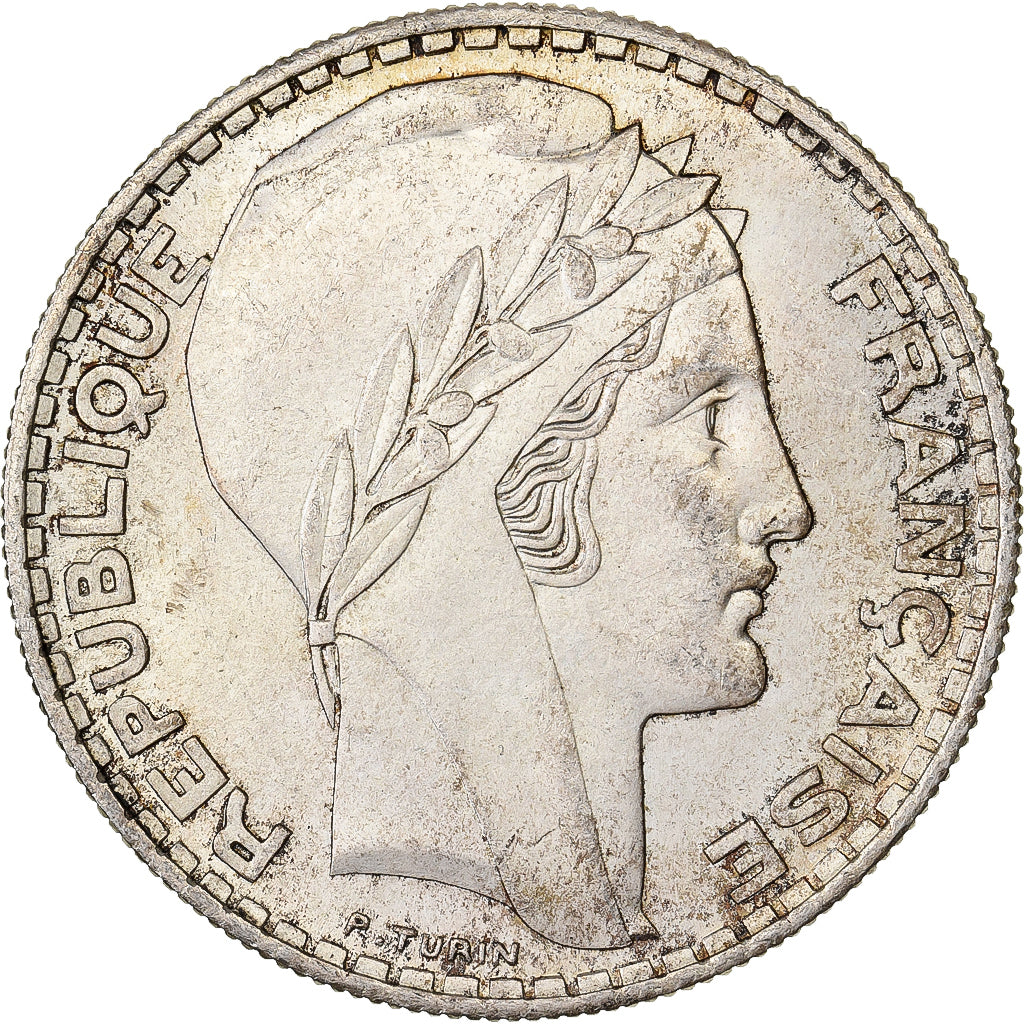 França, 20 Francs, Turin, 1938, Paris, Prata, MS(63), Gadoury:852, KM:879