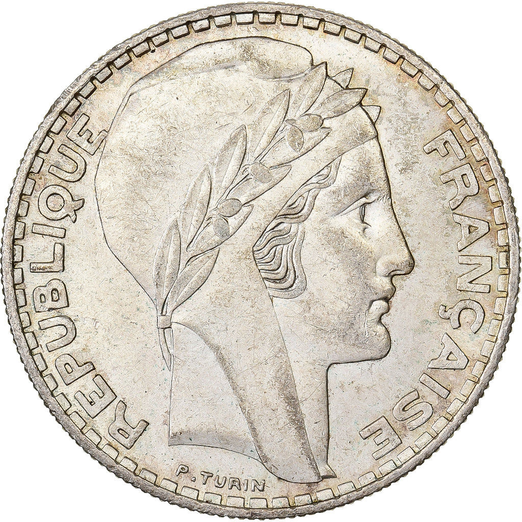 France, 20 Francs, Turin, 1938, Paris, Silver, MS(63), Gadoury:852, KM:879