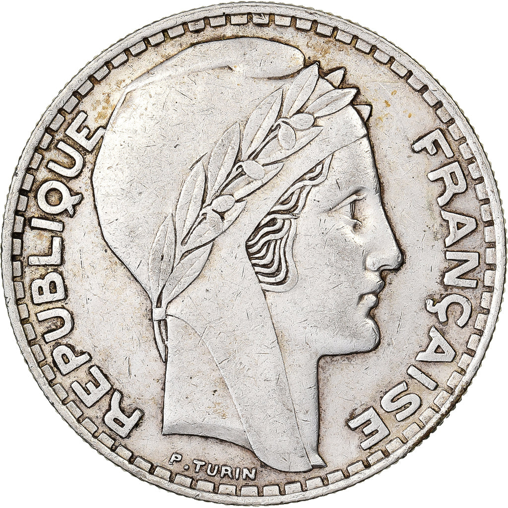 France, 20 Francs, Turin, 1937, Paris, Silver, EF(40-45), Gadoury:852, KM:879