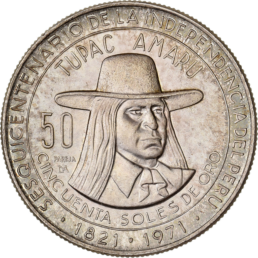Peru, 50 Soles, 1971, Lima, Silver, MS(65-70), KM:256