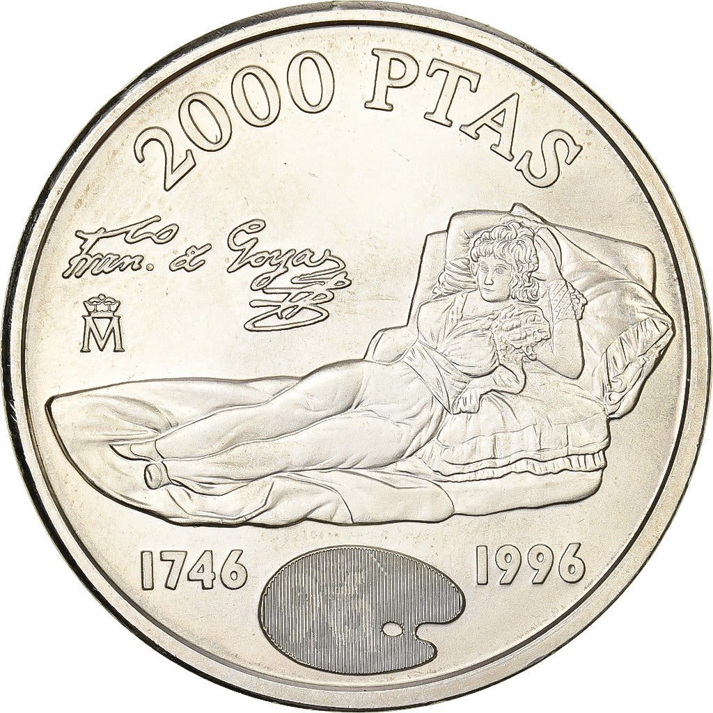 Spain, Juan Carlos I, 2000 Pesetas, Goya, 1996, Madrid, Silver, MS(65-70)