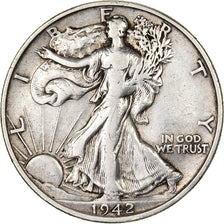 United States, Half Dollar, Walking Liberty, 1942, San Francisco, Silver