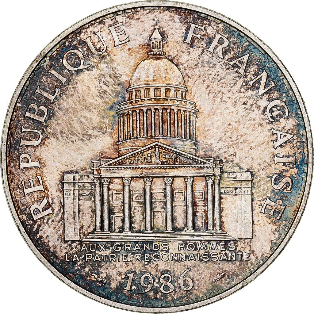 França, 100 Francs, Panthéon, 1986, Paris, Prata, MS(63), KM:951.1