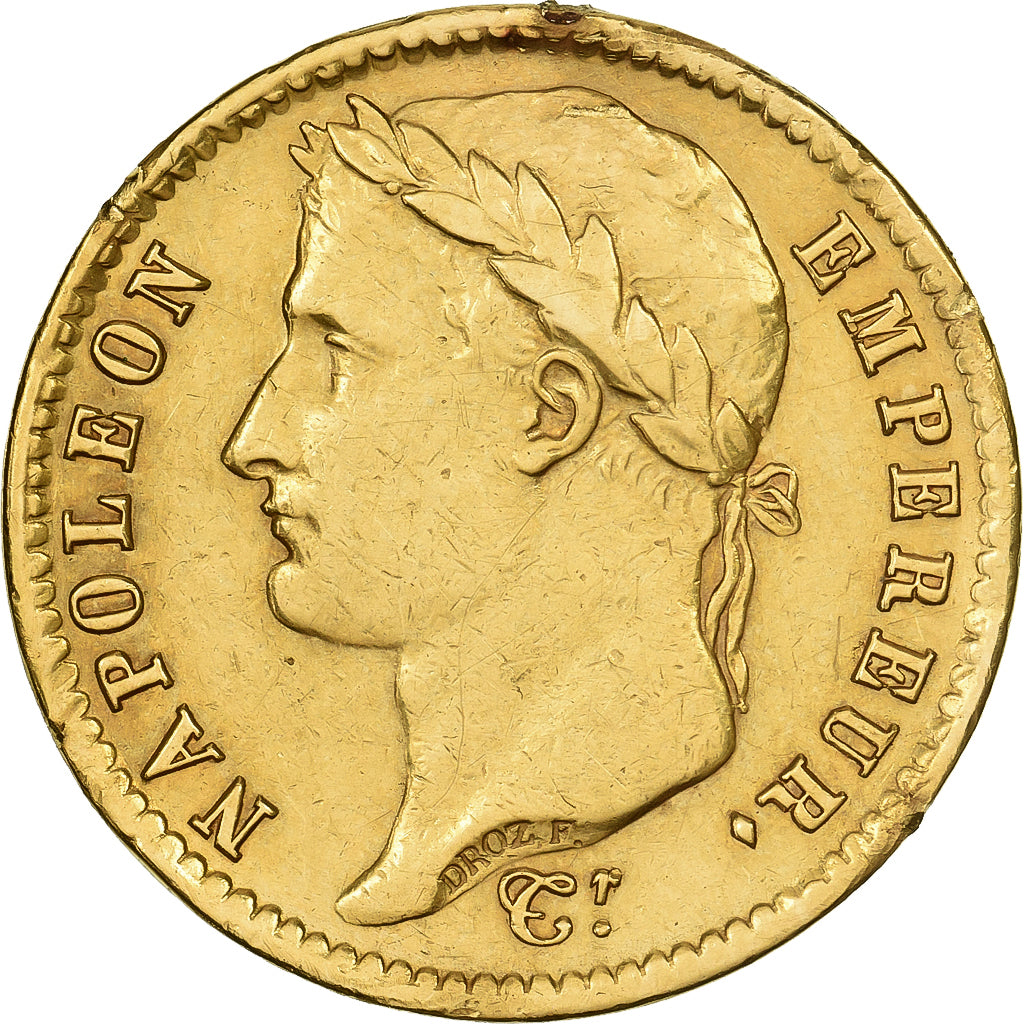 Francia, 20 Francs, Napoléon I, 1808, Paris, Oro, BB+, Gadoury:1024, KM:687.1