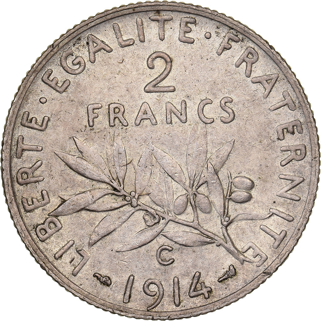 France, 2 Francs, Semeuse, 1914, Castelsarrasin, Argent, SUP, Gadoury:532, Le