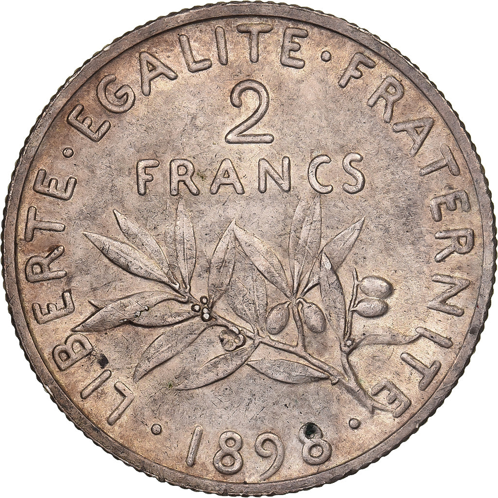 Frankrijk, 2 Francs, Semeuse, 1898, Paris, Zilver, PR+, Gadoury:532, KM:845.1