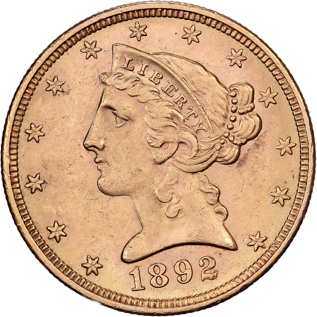 United States, $5, Half Eagle, Coronet Head, 1892, San Francisco, Gold