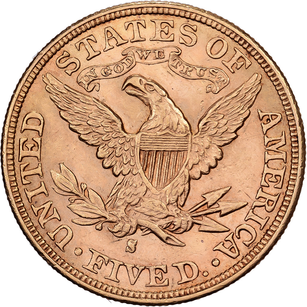 United States, $5, Half Eagle, Coronet Head, 1892, San Francisco, Gold