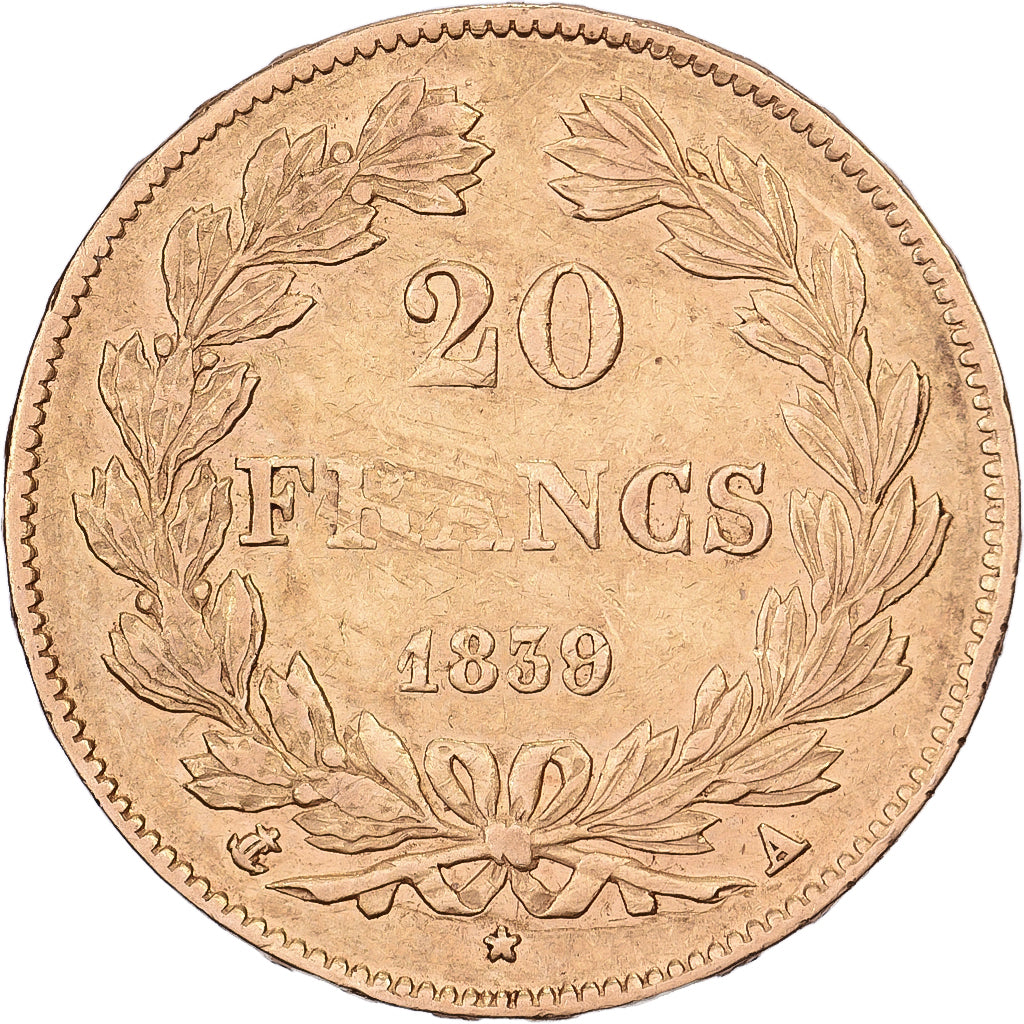 Frankrijk, 20 Francs, Louis-Philippe, 1839, Paris, Goud, FR+, KM:750.1