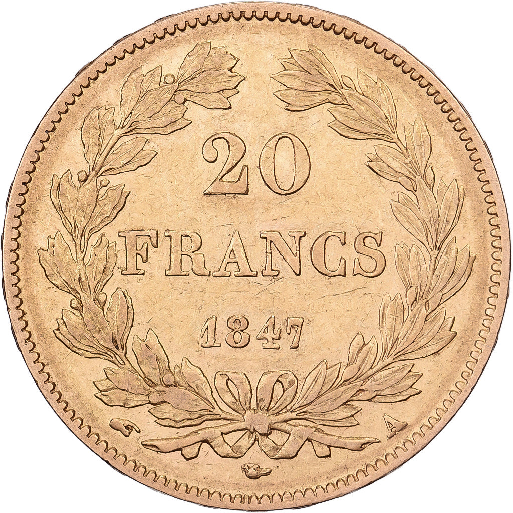 Francia, 20 Francs, Louis-Philippe, 1847, Paris, Oro, MBC, Gadoury:1031