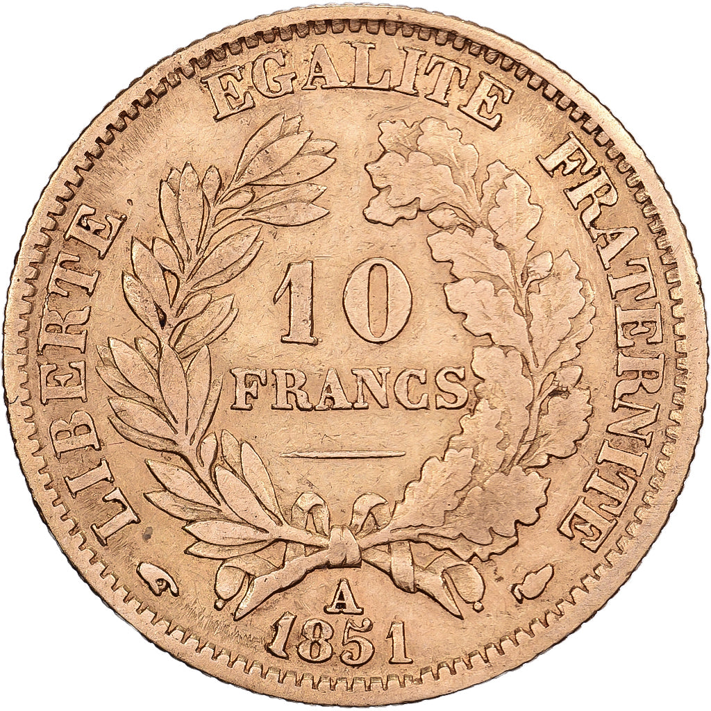 Frankreich, 10 Francs, Cérès, 1851, Paris, Gold, S+, KM:770