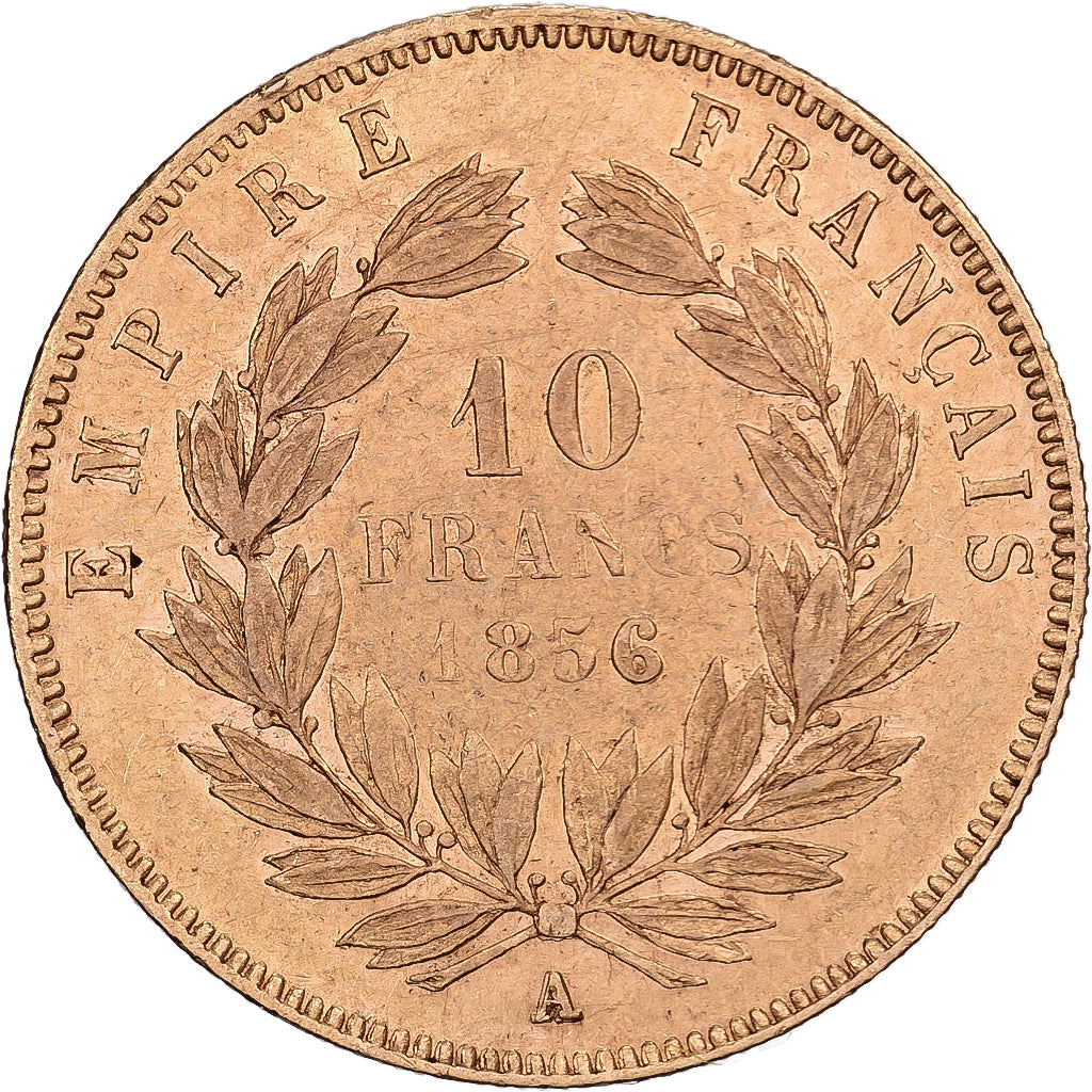 France, 10 Francs, Napoléon III, 1856, Paris, Gold, AU(50-53), Gadoury:1014