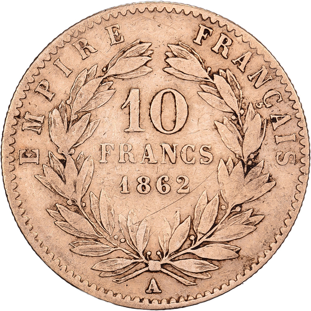 France, 10 Francs, Napoléon III, 1862, Paris, Or, TB+, Gadoury:1015, KM:800.1
