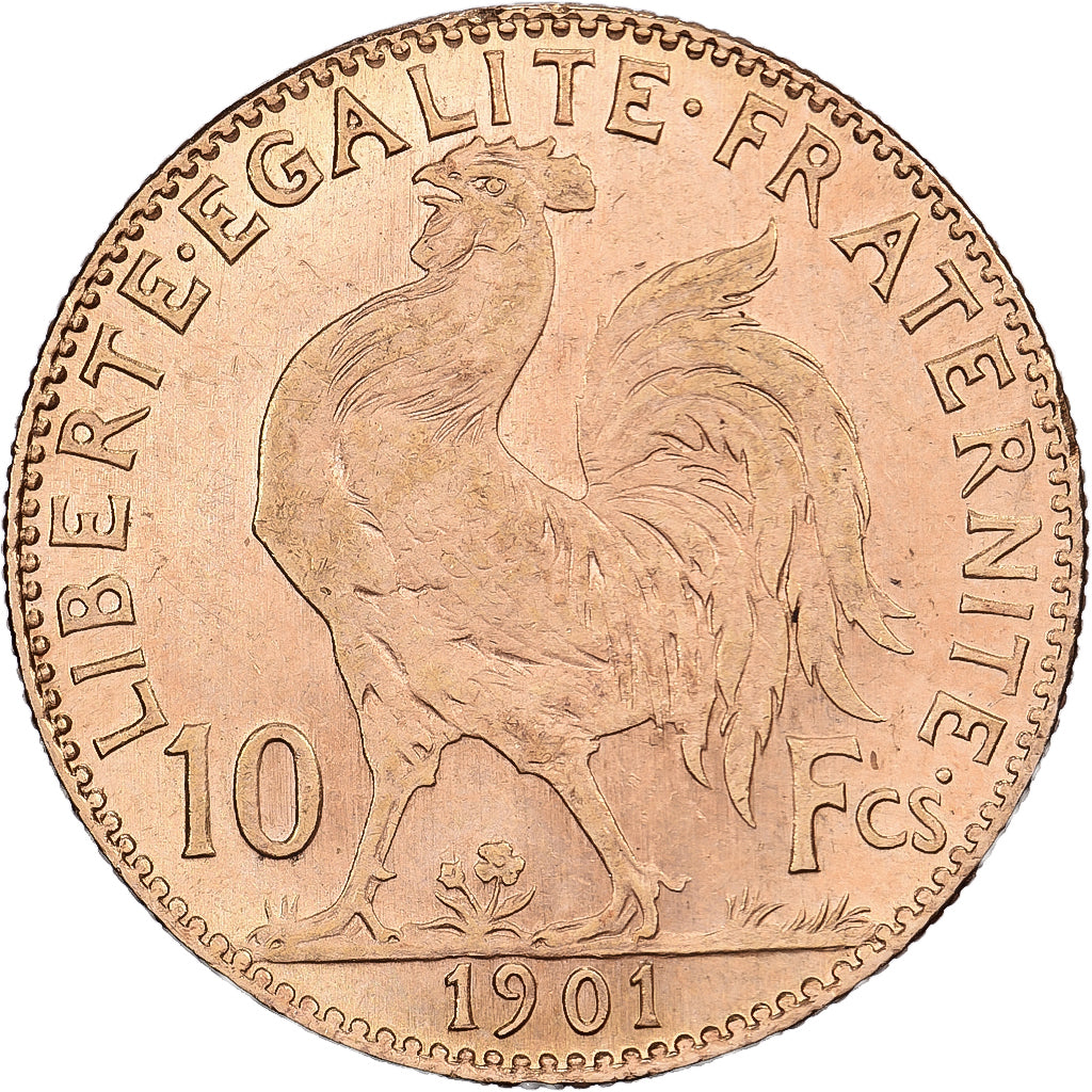 Francia, 10 Francs, Marianne Coq, 1901, Paris, Oro, SPL, Gadoury:1017, KM:846