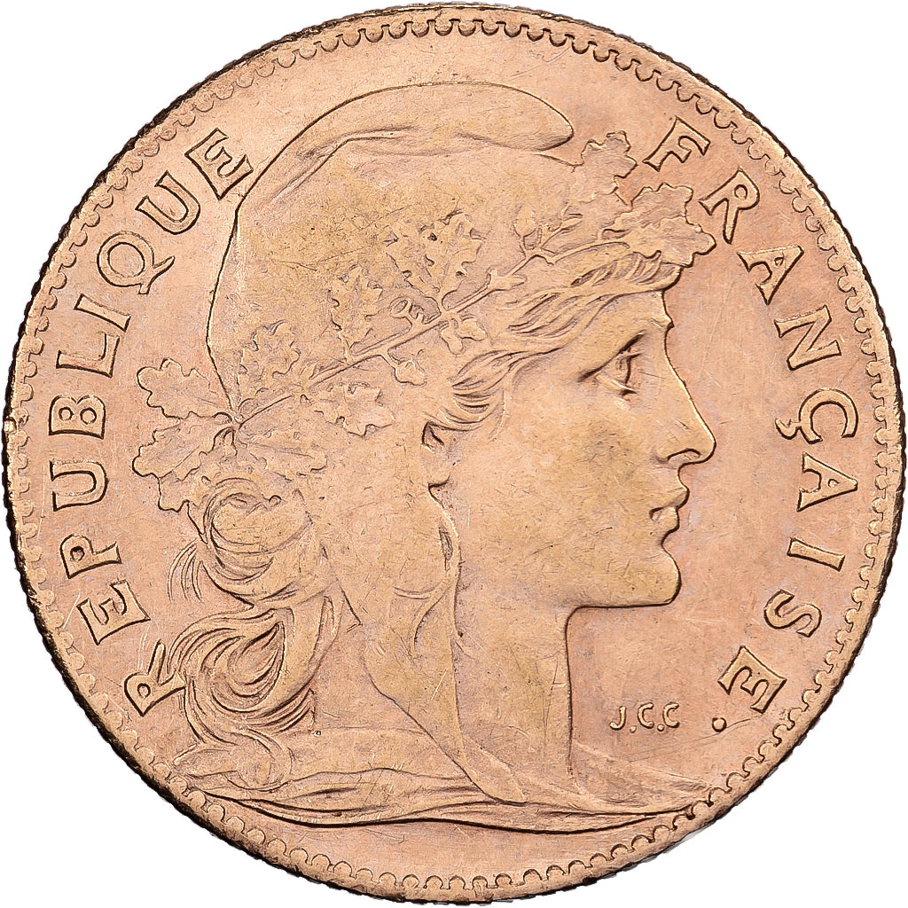 Frankreich, 10 Francs, Marianne Coq, 1907, Paris, Gold, VZ, KM:846