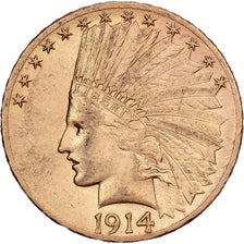 United States, $10, Eagle, Indian Head, 1914, Philadelphia, Gold, AU(50-53)