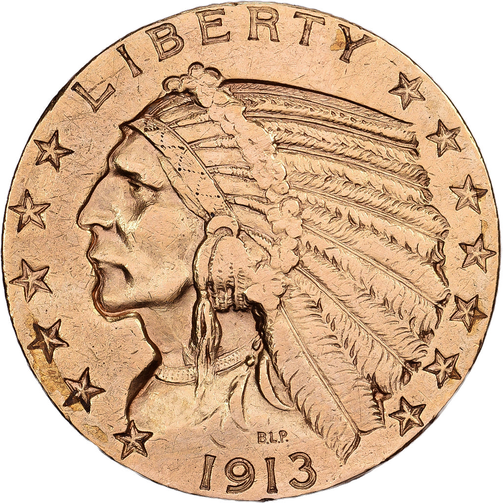 USA, $5, Half Eagle, Indian Head, 1913, San Francisco, Złoto, AU(50-53), KM:129