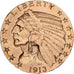 USA, $5, Half Eagle, Indian Head, 1913, San Francisco, Złoto, AU(50-53), KM:129