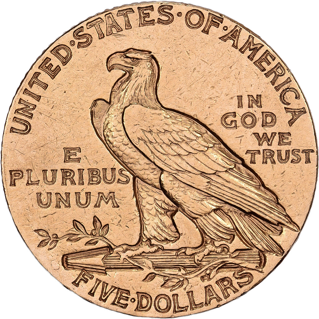 USA, $5, Half Eagle, Indian Head, 1913, San Francisco, Złoto, AU(50-53), KM:129