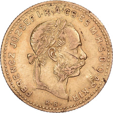 Węgry, Franz Joseph I, 4 Forint 10 Francs, 1887, Kremnica, Złoto, VF(30-35)