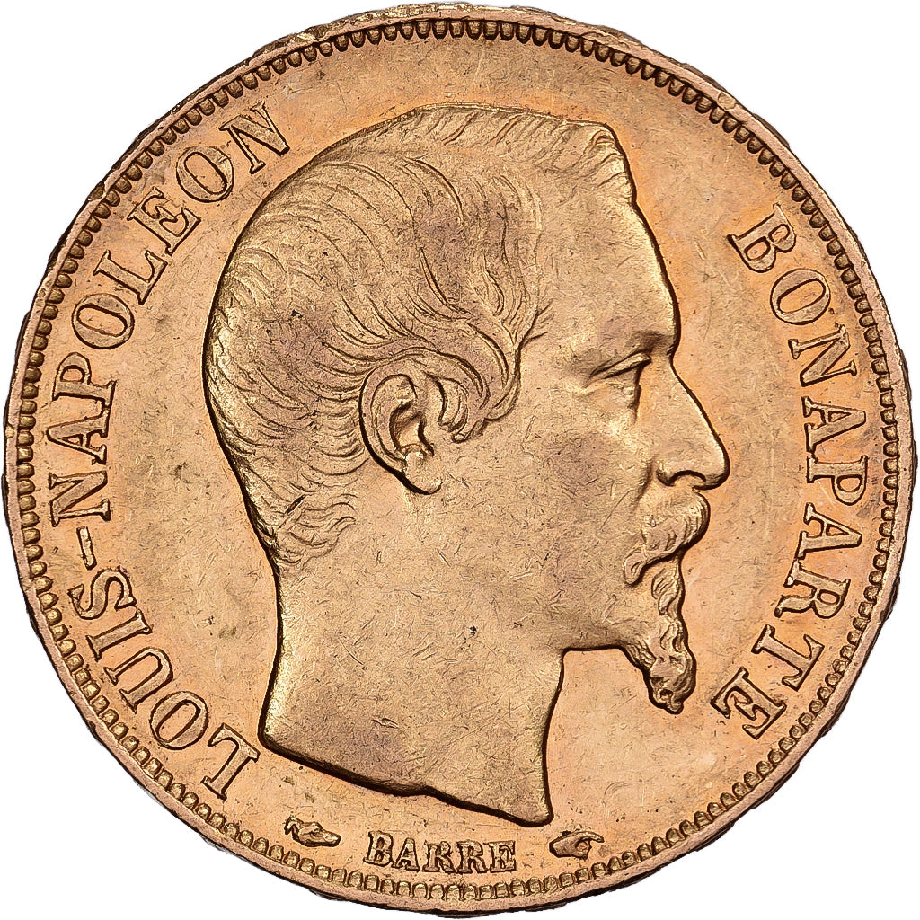 Francja, 20 Francs, Louis Napoléon Bonaparte, 1852, Paris, Złoto, AU(50-53)