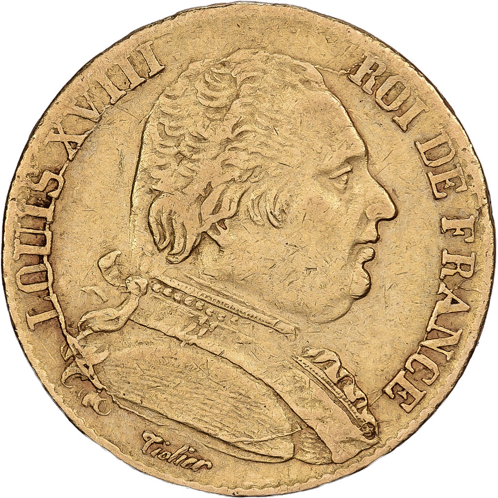France, 20 Francs, Louis XVIII, 1815, Bayonne, Or, TTB, Gadoury:1026, KM:706.4