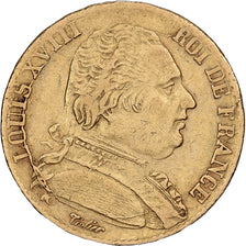 France, 20 Francs, Louis XVIII, 1815, Bayonne, Or, TTB, Gadoury:1026, KM:706.4