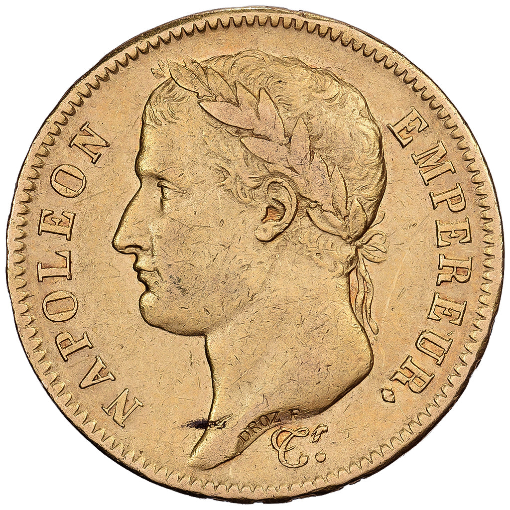 Francja, 40 Francs, Napoléon I, 1812, Paris, Złoto, VF(30-35), Gadoury:1084