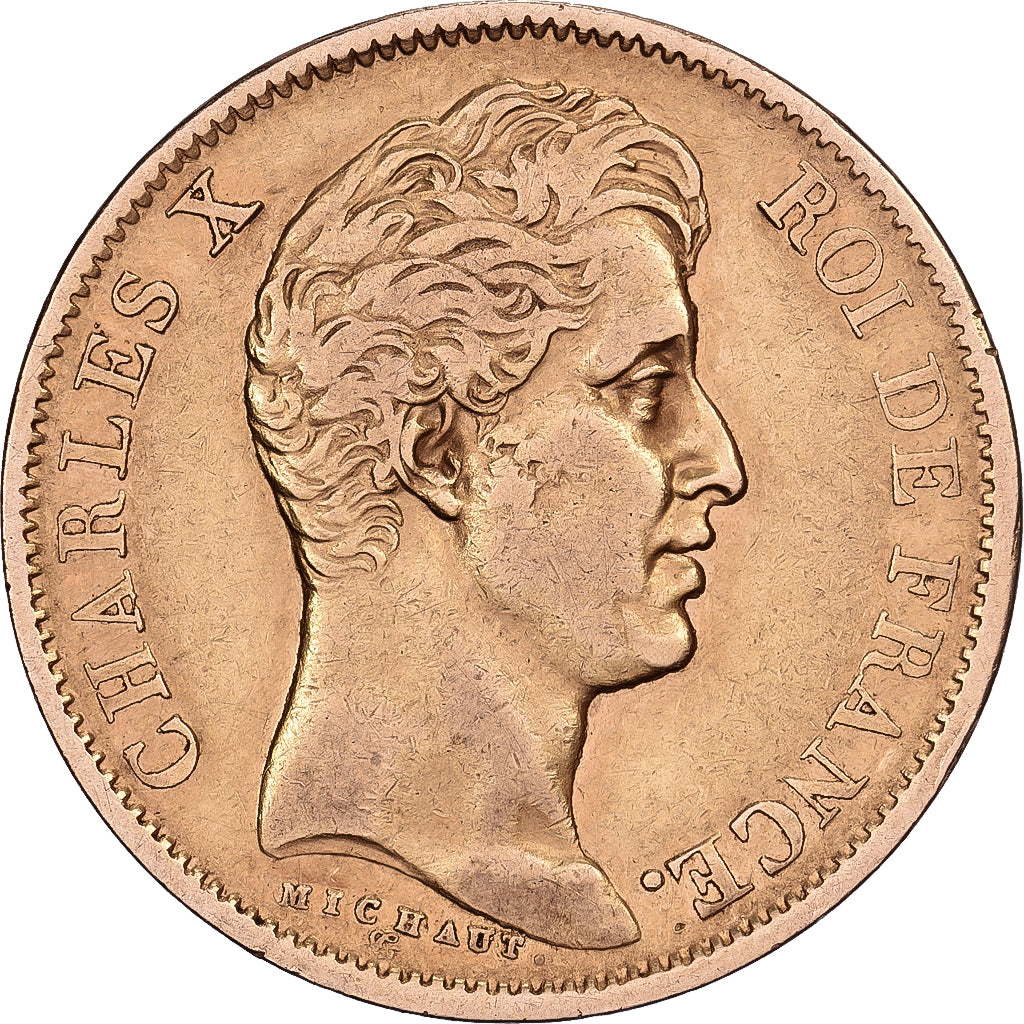 Francia, 40 Francs, Charles X, 1828, Paris, Oro, BB, Gadoury:1105, KM:721.1