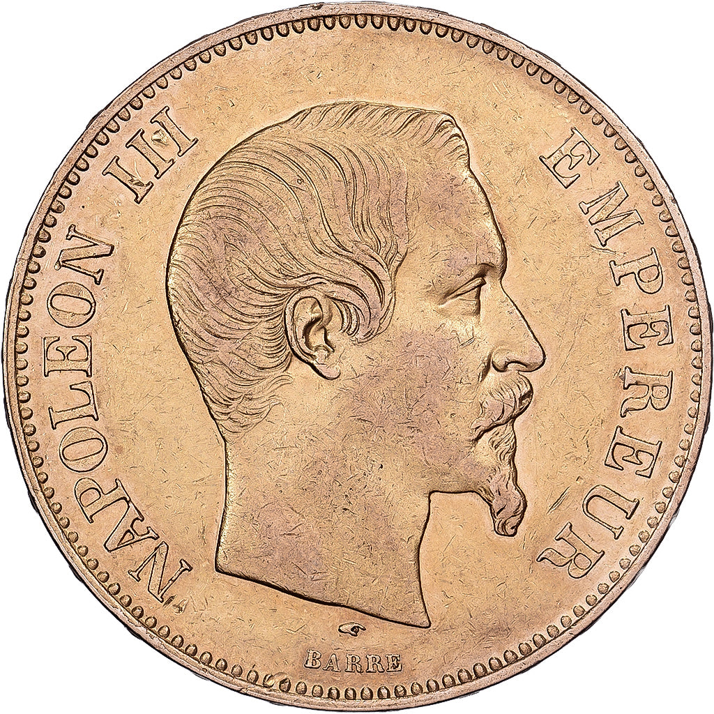 Francja, 100 Francs, Napoléon III, 1857, Paris, Złoto, EF(40-45)