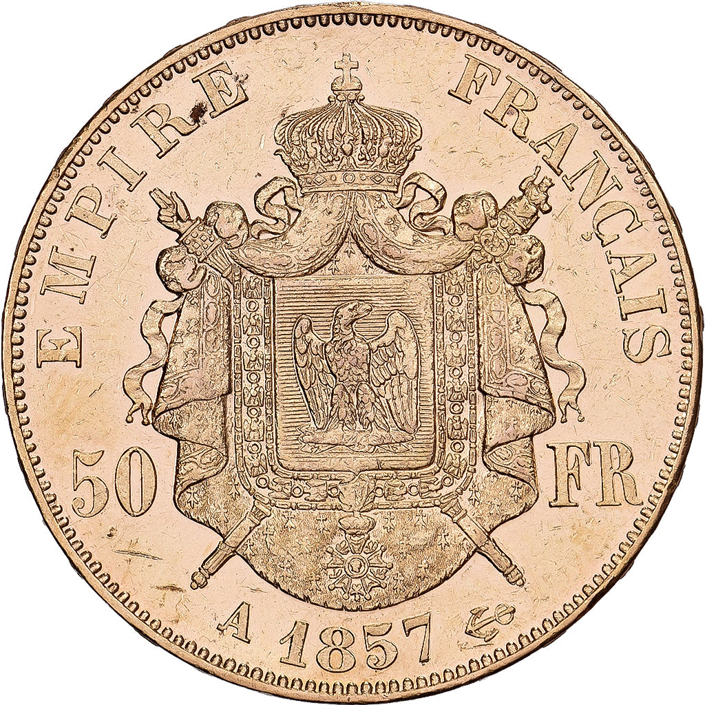 France, 50 Francs, Napoléon III, 1857, Paris, Or, TTB+, Gadoury:1111, KM:785.1