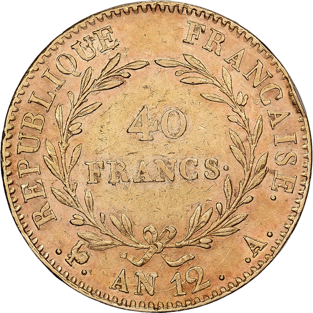 France, 40 Francs, Napoléon I, An 12, Paris, Gold, AU(50-53), Gadoury:1080, Le