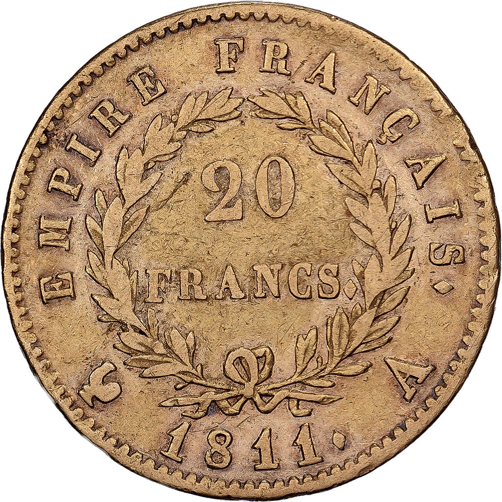 Frankreich, 20 Francs, Napoléon I, 1811, Paris, Gold, S+, KM:695