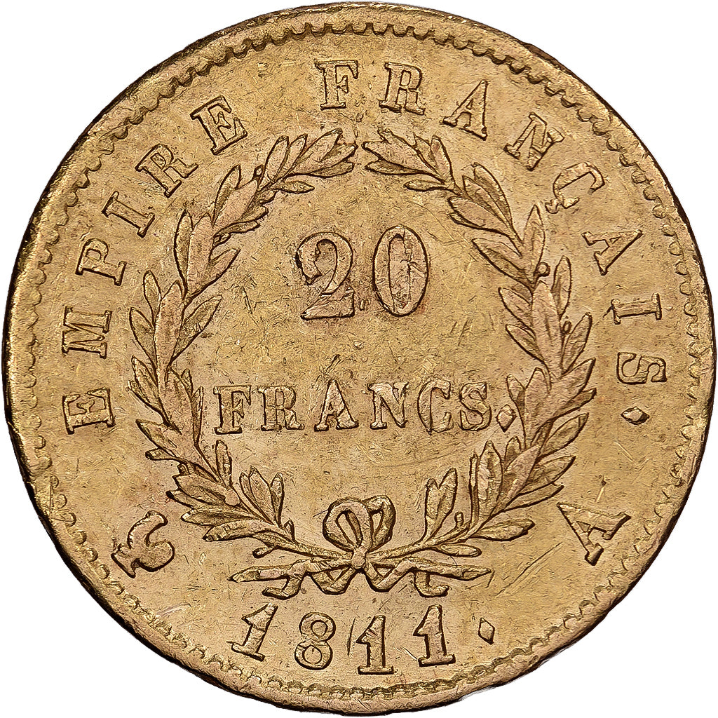 Francia, 20 Francs, Napoléon I, 1811, Paris, Oro, BB, KM:695