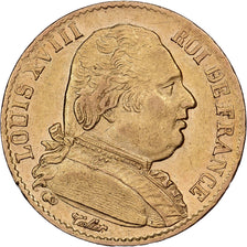 France, 20 Francs, Louis XVIII, 1814, Paris, Or, TTB+, Gadoury:1026, Le