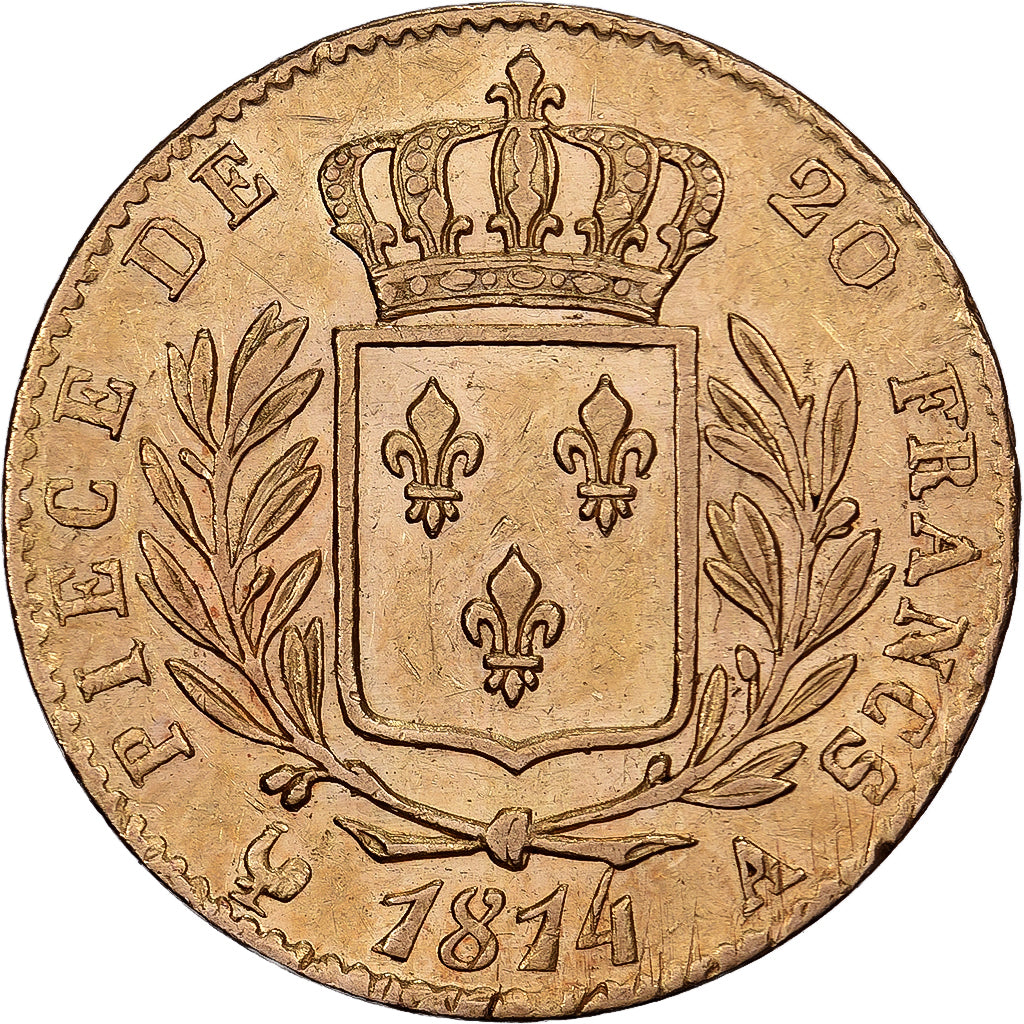France, 20 Francs, Louis XVIII, 1814, Paris, Or, TTB+, Gadoury:1026, Le