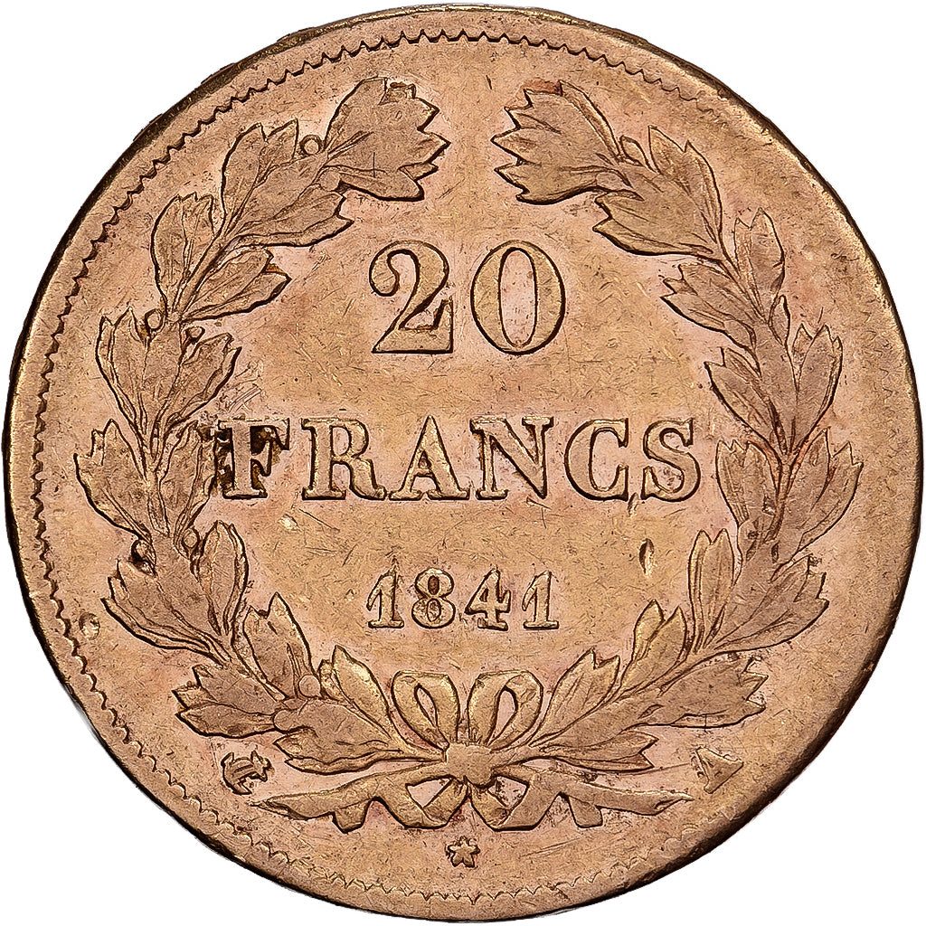 França, 20 Francs, Louis-Philippe, 1841, Paris, Dourado, VF(30-35)