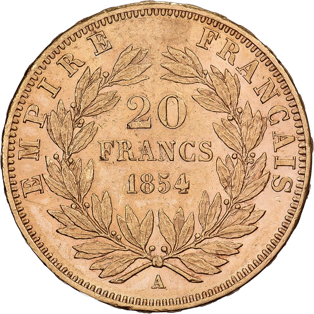 Frankrijk, 20 Francs, Napoléon III, 1854, Paris, Goud, ZF+, Gadoury:1061