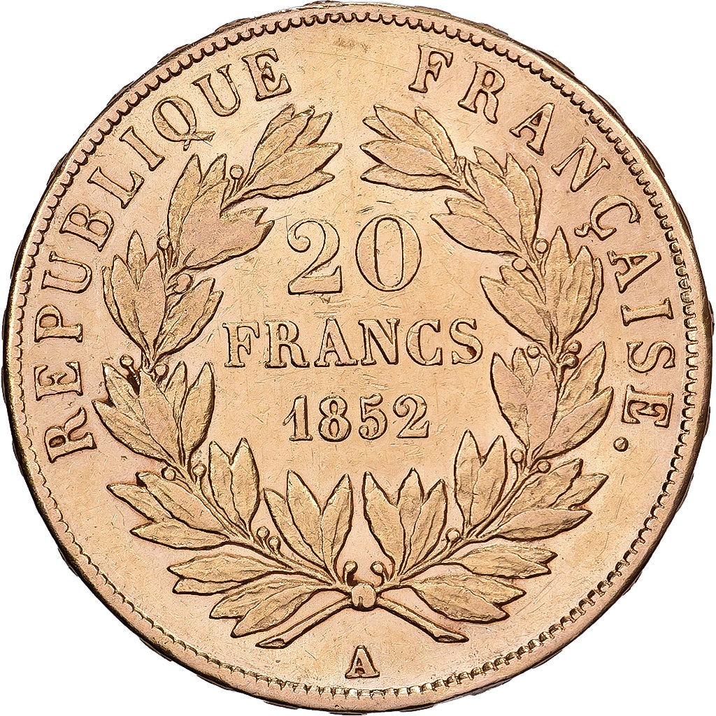 France, 20 Francs, Louis Napoléon Bonaparte, 1852, Paris, Or, TTB+