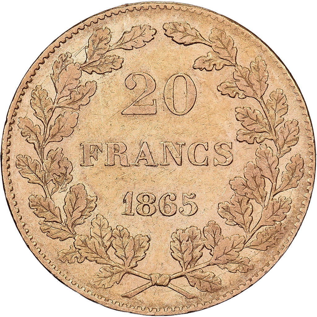 Belgique, 20 Francs, Leopold I, 1865, Bruxelles, Or, TB+, KM:23