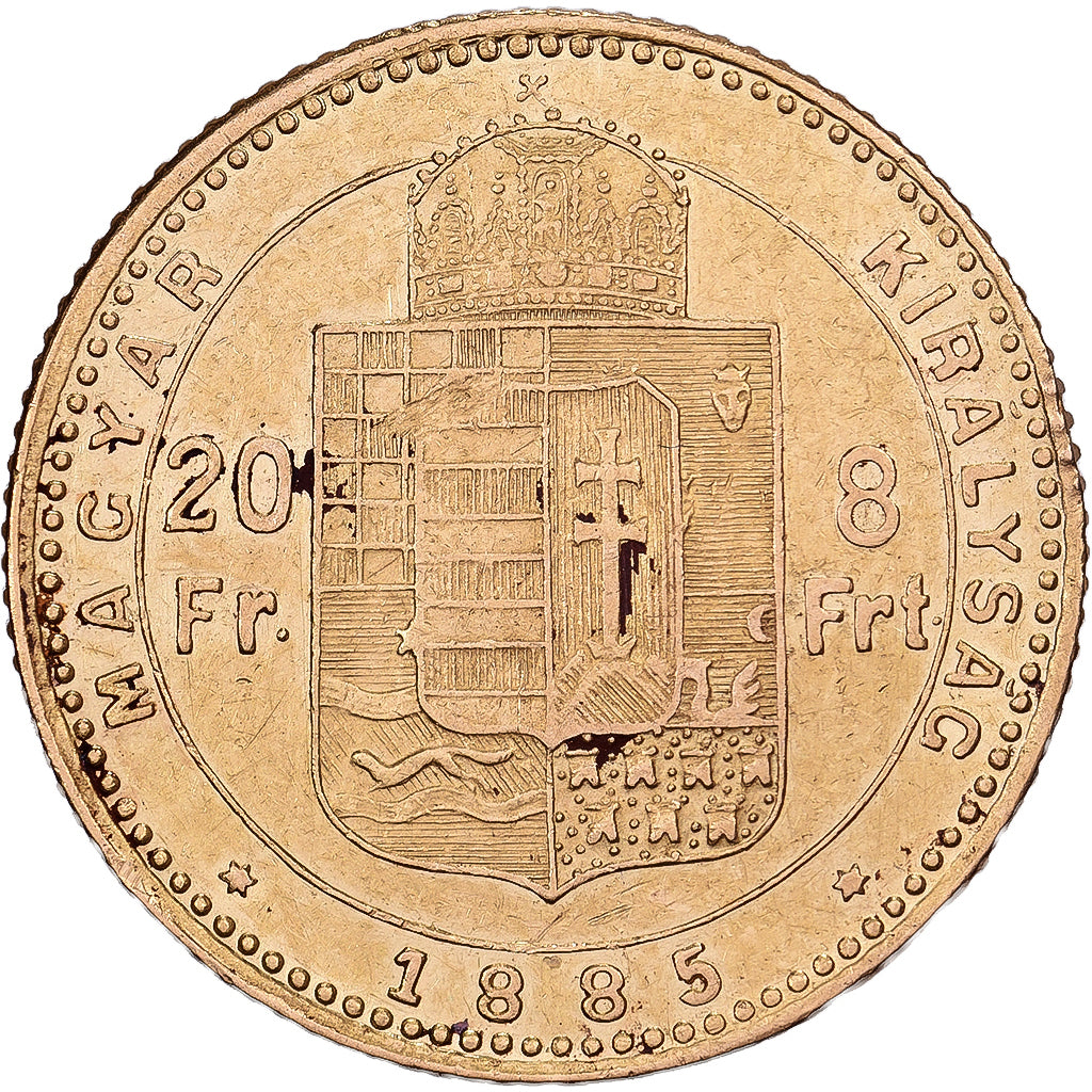 Hongrie, 8 Forint 20 Francs, Franz Joseph I, 1885, Kormoczbanya, Or, TTB+