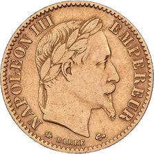 Francia, 10 Francs, Napoléon III, 1863, Paris, Oro, MB+, Gadoury:1015, KM:800.1
