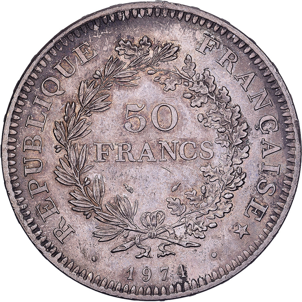 Francia, 50 Francs, Hercule, 1974, Hybrid issue, Argento, BB+, Gadoury:882a