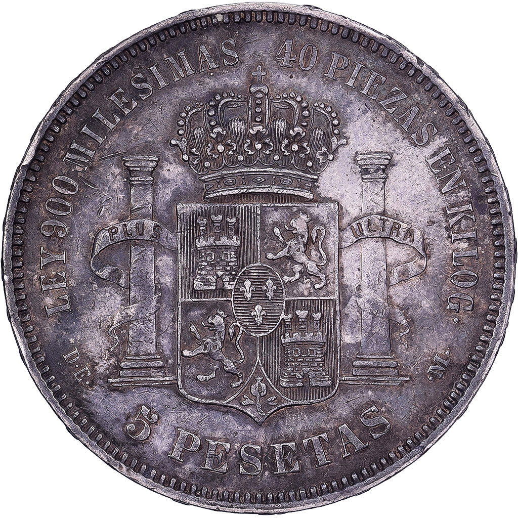 Spain, Alfonso XII, 5 Pesetas, 1876, Madrid, Silver, EF(40-45), KM:671